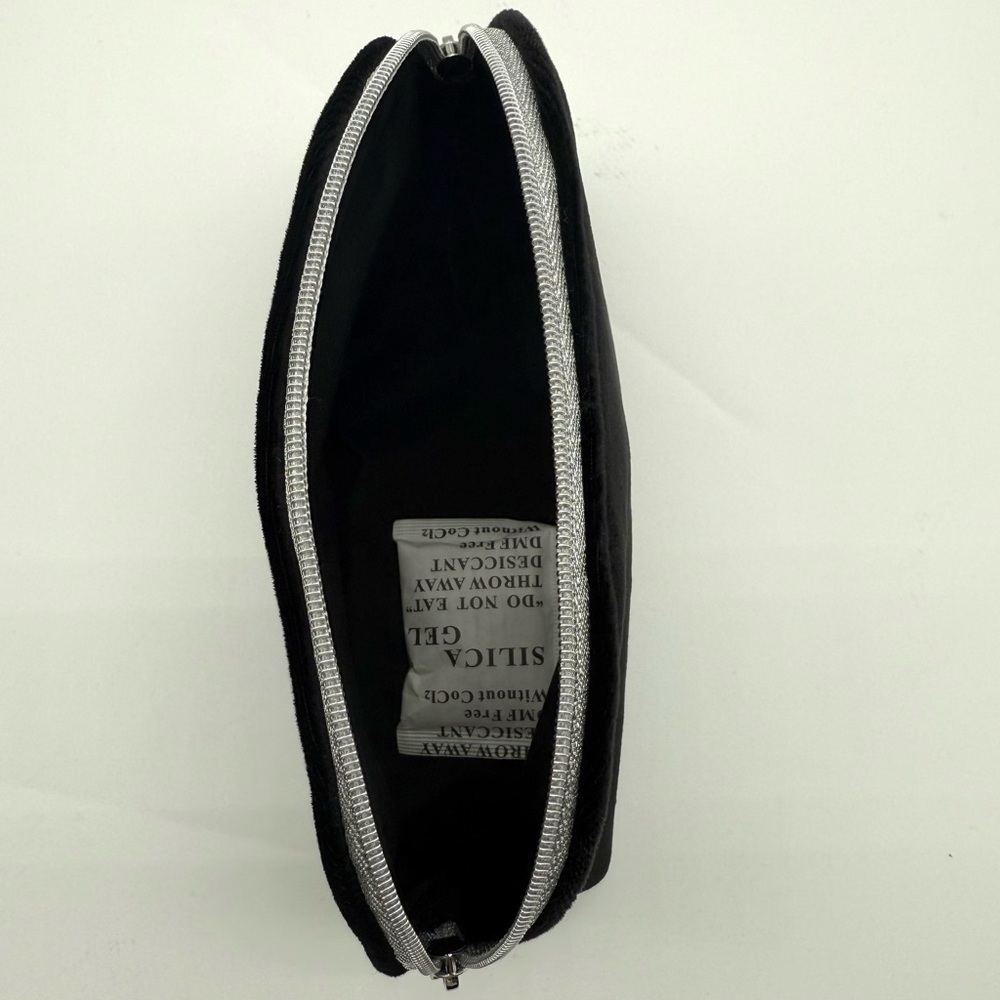 CHRISTIAN DIOR Velvet Embroidered Logo Zippered Luxury Makeup Pouch Bag OS NEW - Picture 9 of 9